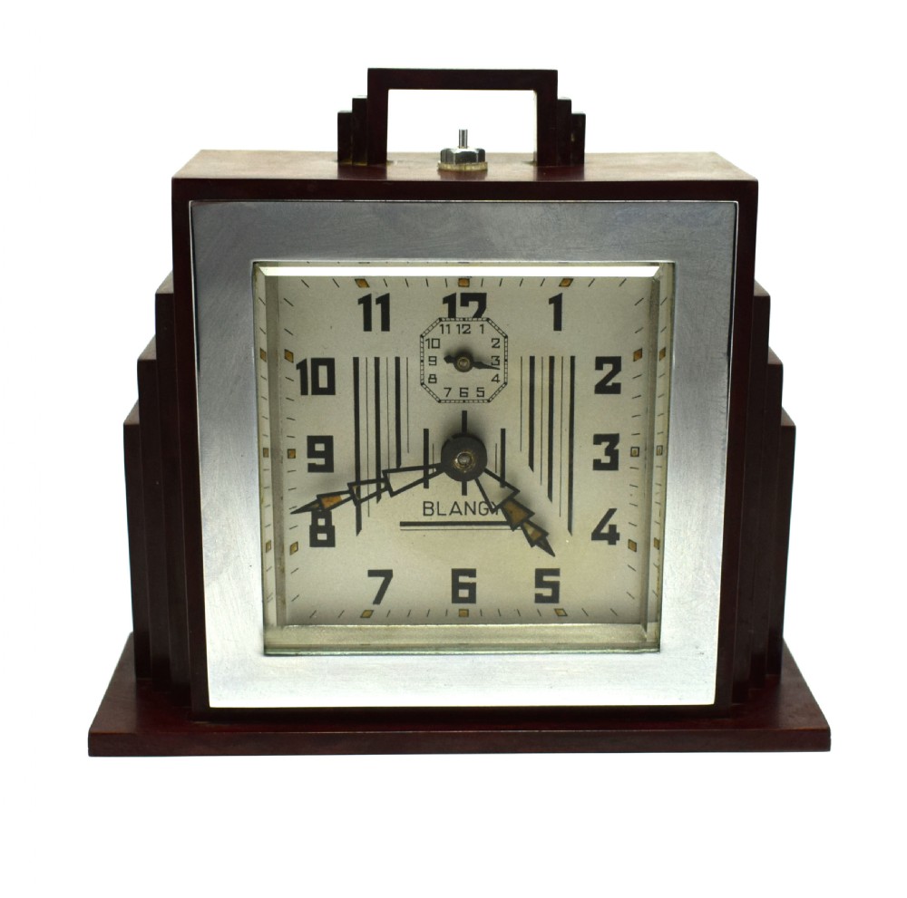 1930's Art Deco Red Bakelite Clock By Blangy