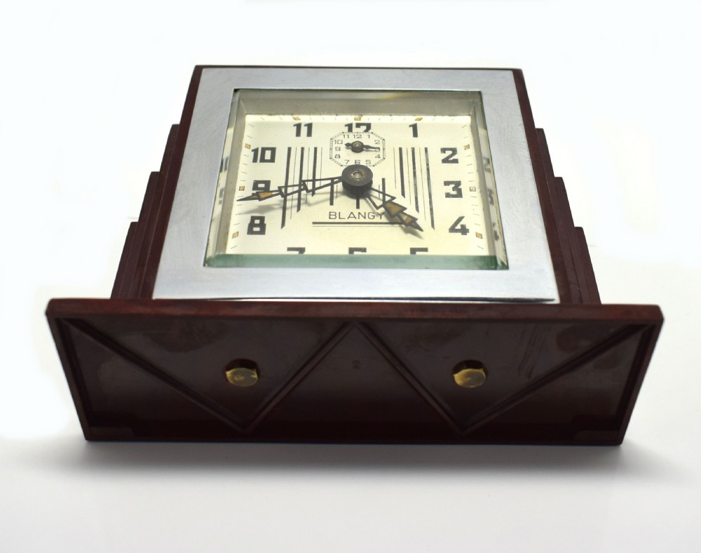 1930's Art Deco Red Bakelite Clock By Blangy View II