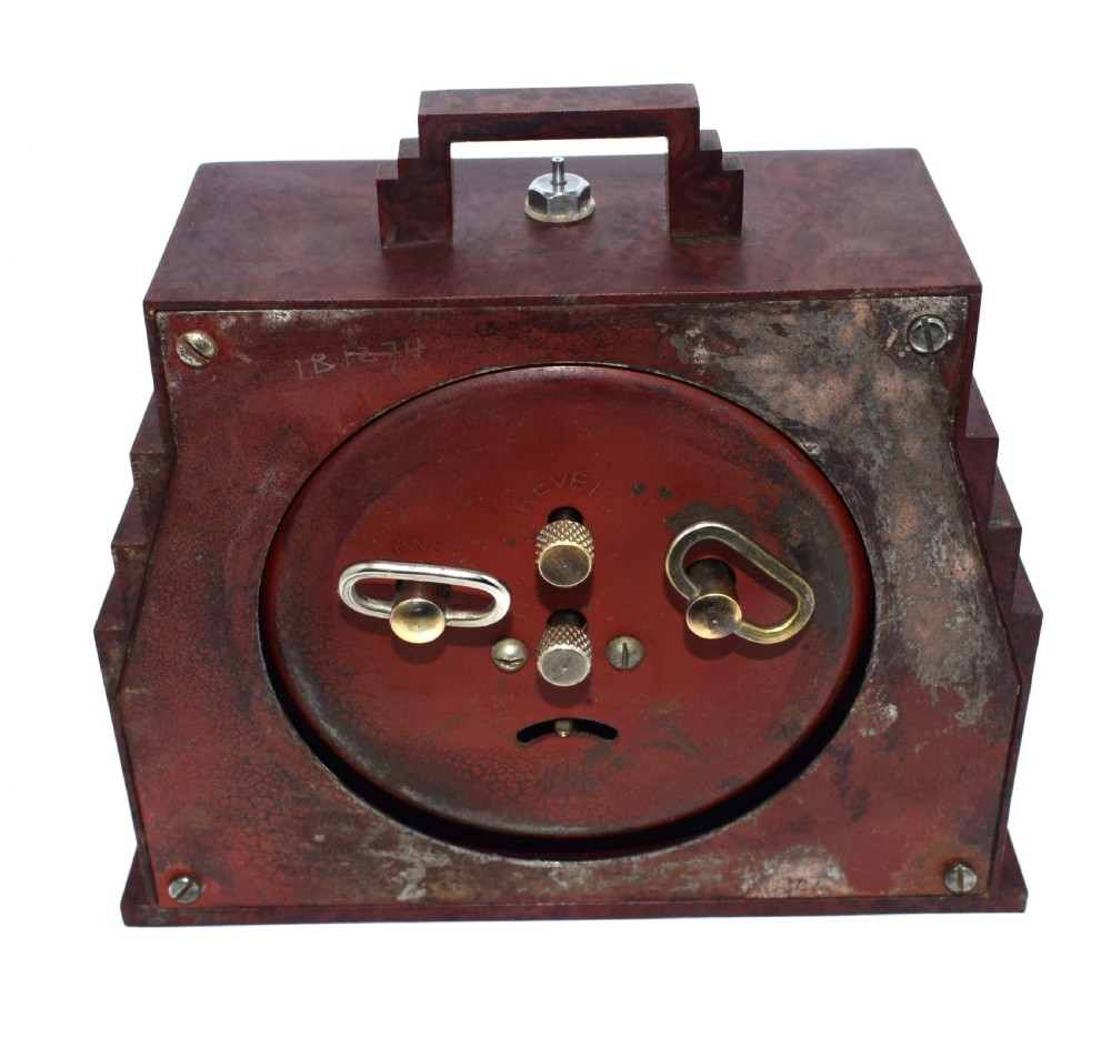 1930's Art Deco Red Bakelite Clock By Blangy View VIII