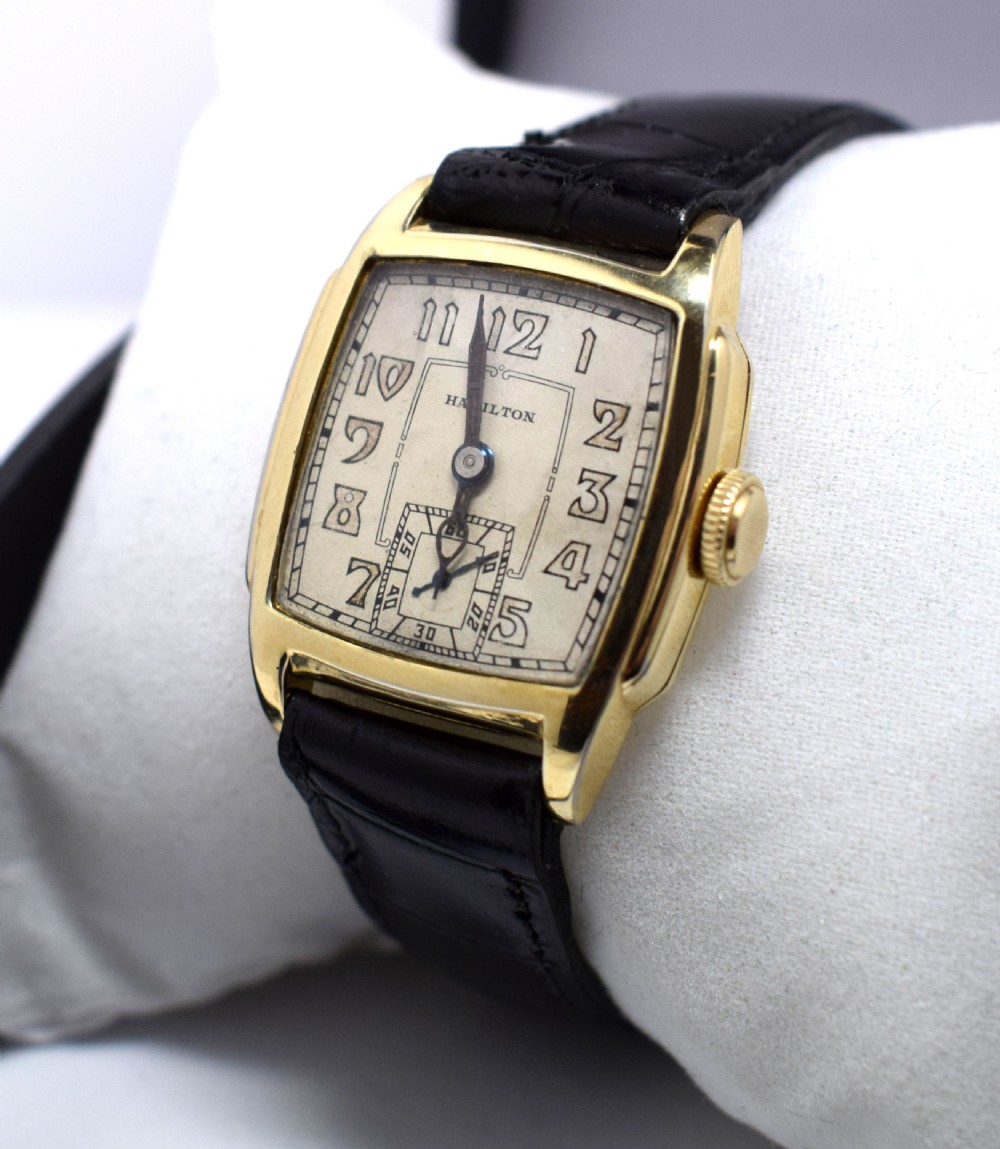 Art Deco 14 Karat Gold Filled Gents Watch by Hamilton