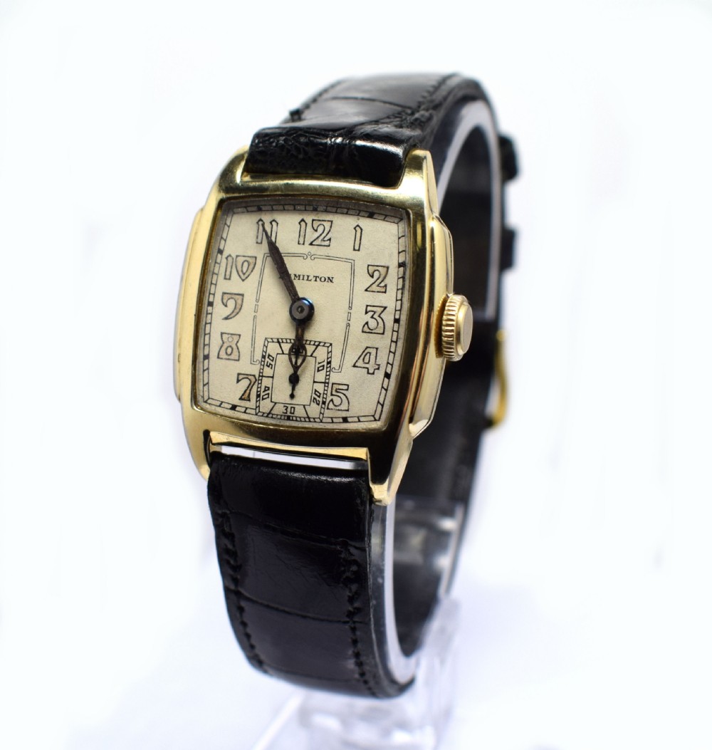 Art Deco 14 Karat Gold Filled Gents Watch by Hamilton View II