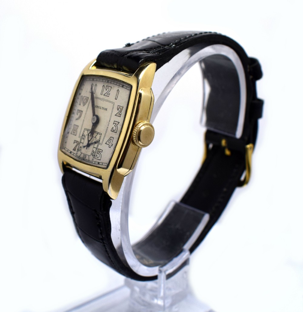Art Deco 14 Karat Gold Filled Gents Watch by Hamilton View III