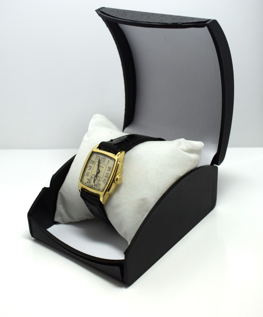 Art Deco 14 Karat Gold Filled Gents Watch by Hamilton View V