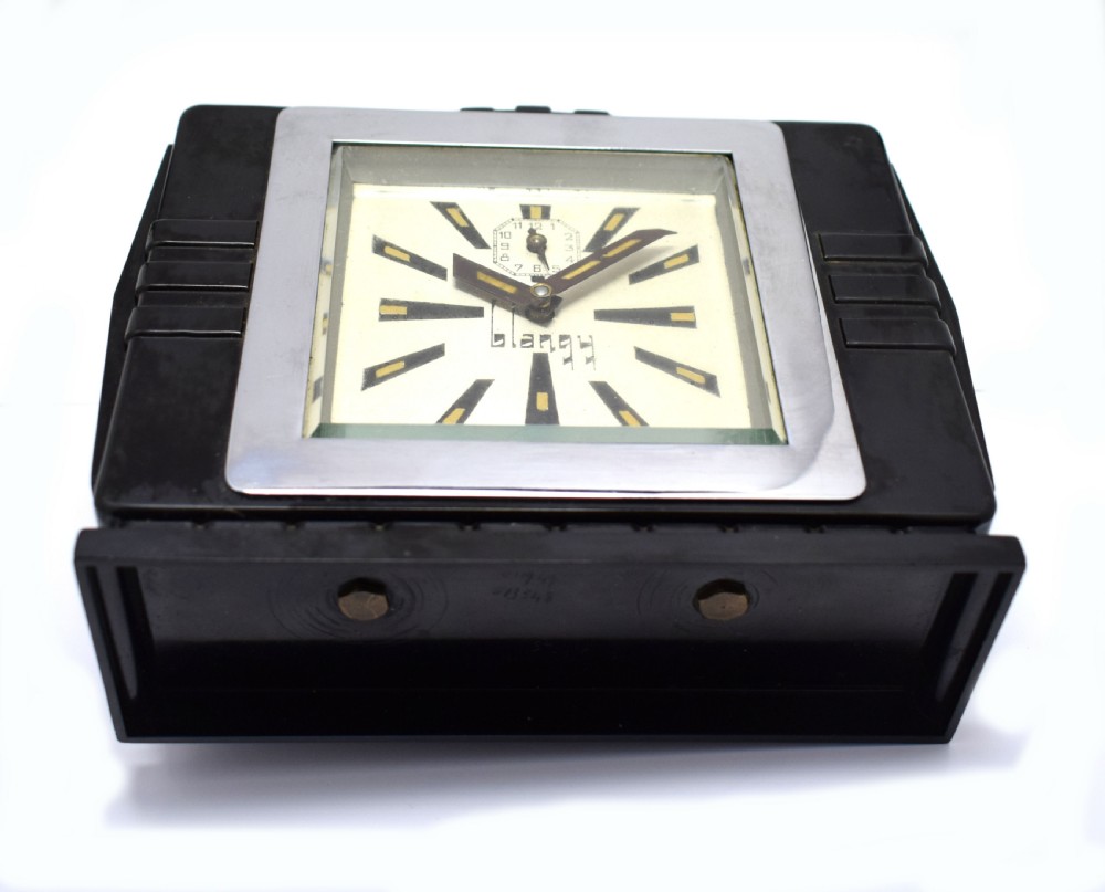 1930's Art Deco Black Bakelite Clock By Blangy View II