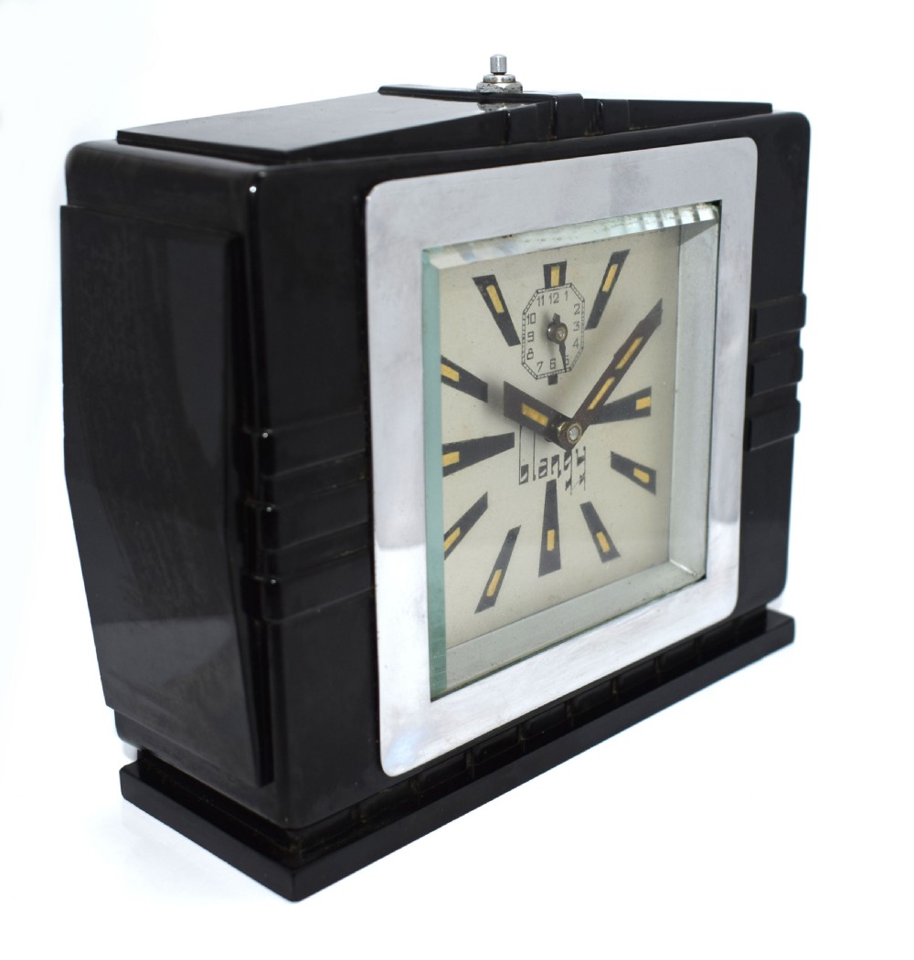 1930's Art Deco Black Bakelite Clock By Blangy View IV