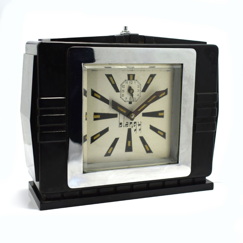1930's Art Deco Black Bakelite Clock By Blangy View V