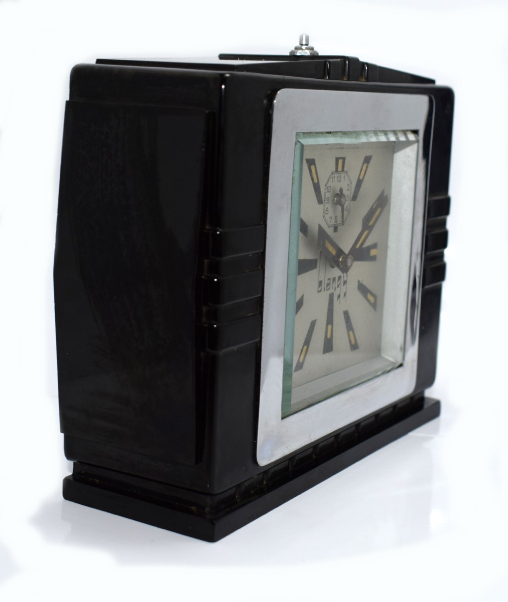 1930's Art Deco Black Bakelite Clock By Blangy View VI