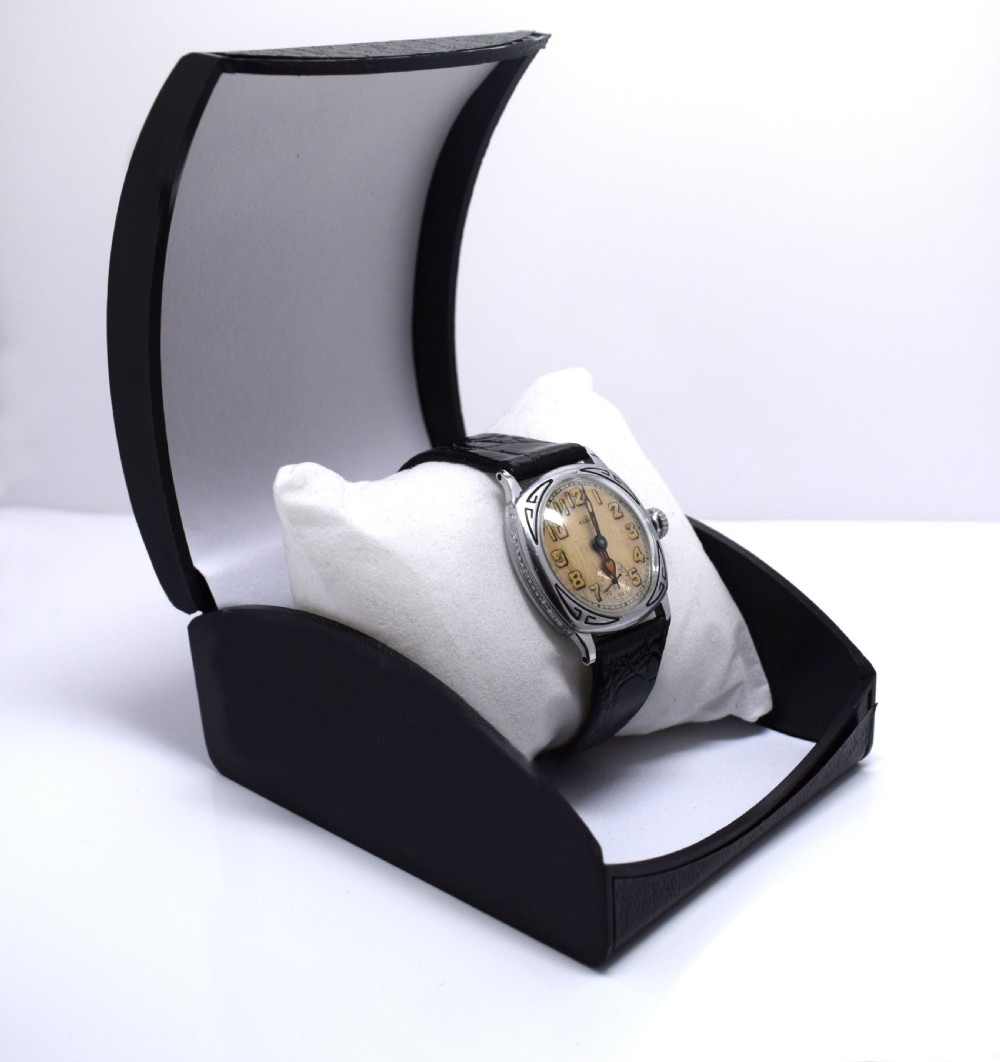 Stunning Art Deco White Gold Filled Gents Wristwatch by Elgin View II