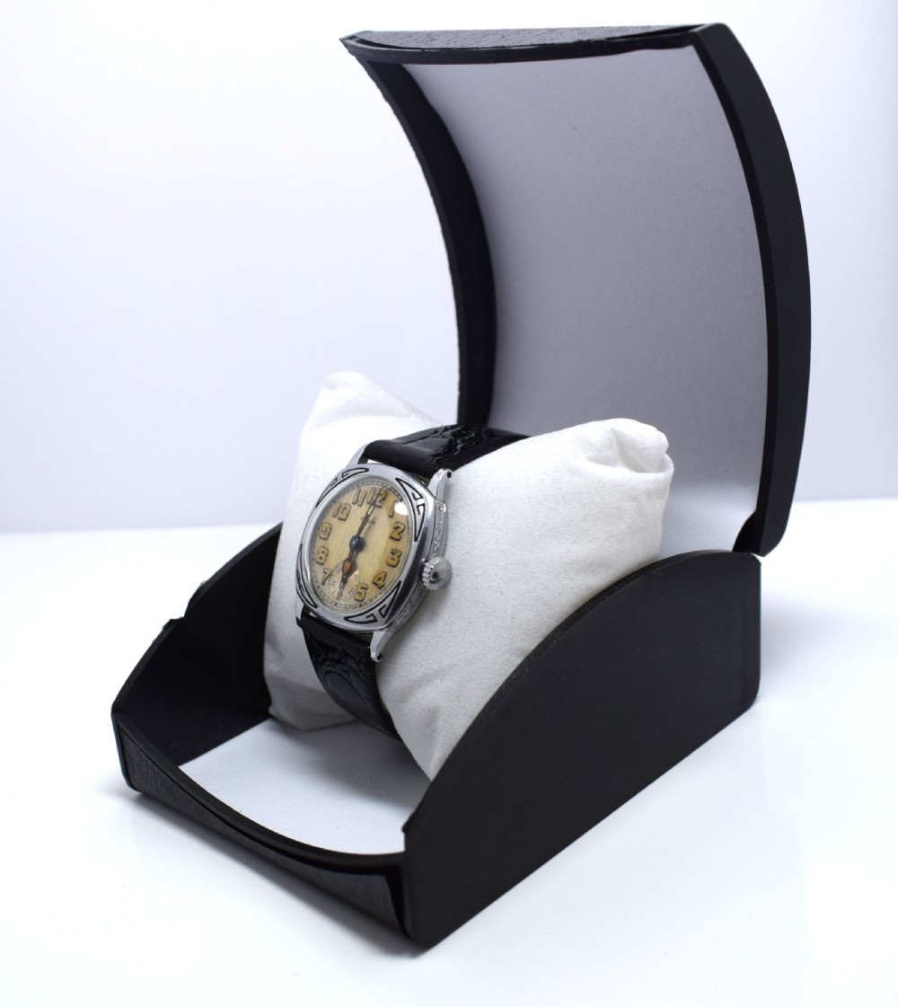Stunning Art Deco White Gold Filled Gents Wristwatch by Elgin View III