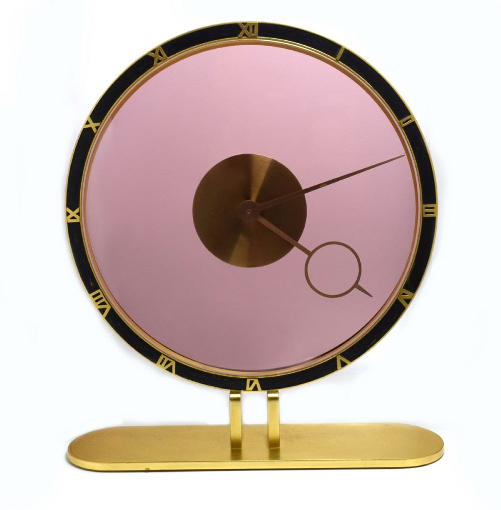  Art Deco Bronze & Black Clock by Kienzle c. 1935 Germany