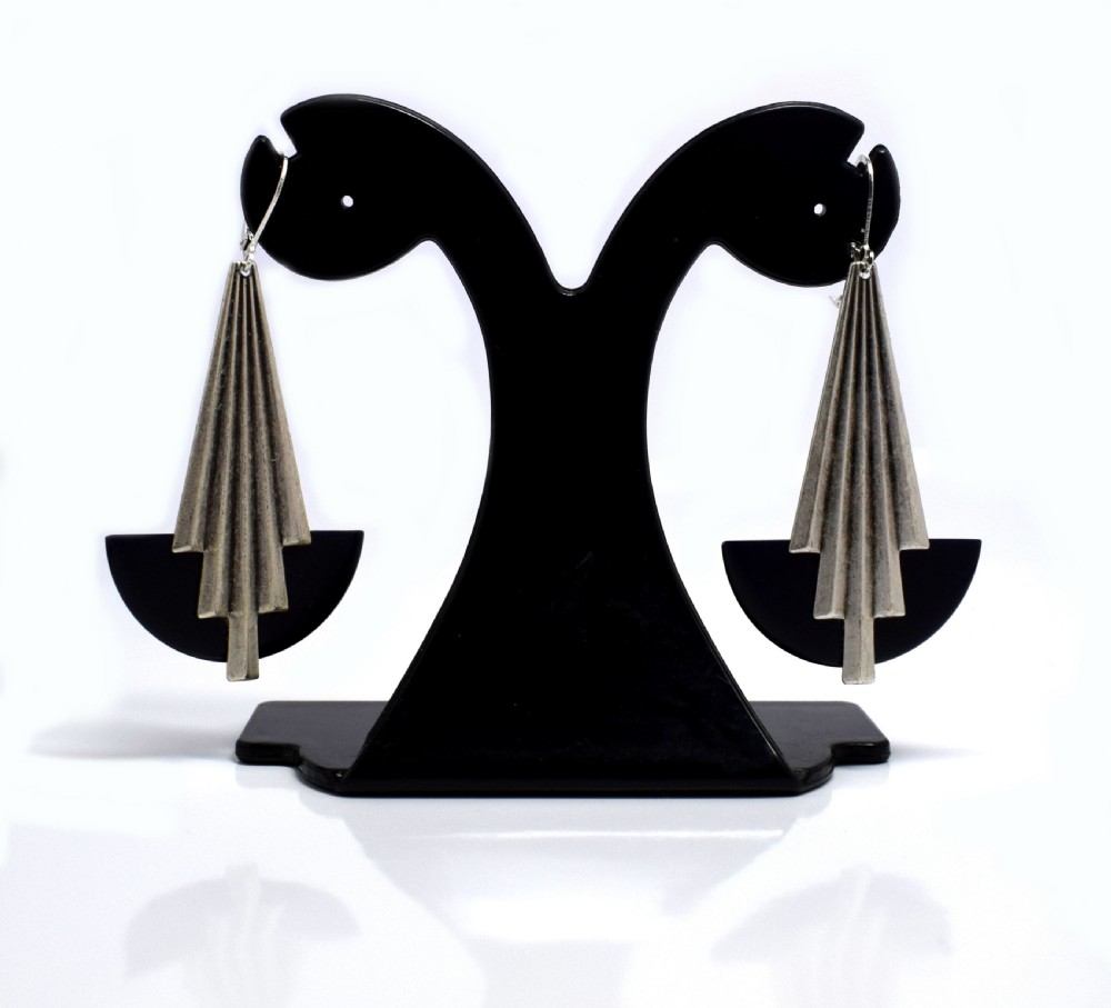 Wonderful Art Deco Fan Shaped Earrings