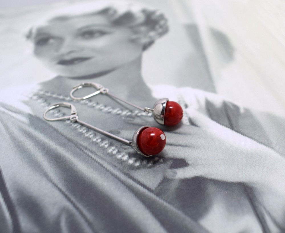 Art Deco Modernist Chrome & Bakelite Earrings View III