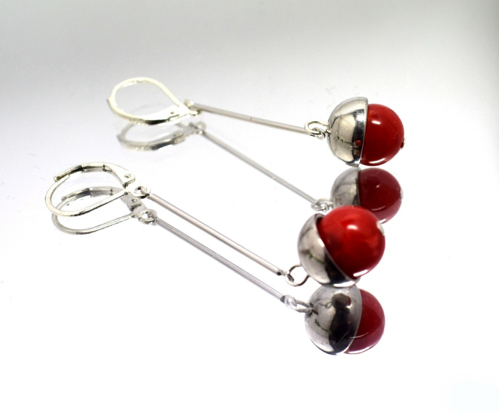 Art Deco Modernist Chrome & Bakelite Earrings View IV