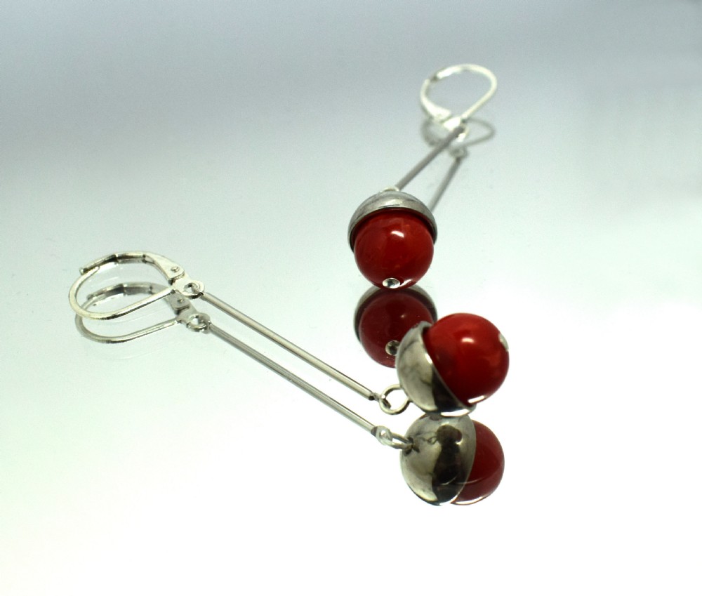 Art Deco Modernist Chrome & Bakelite Earrings View V