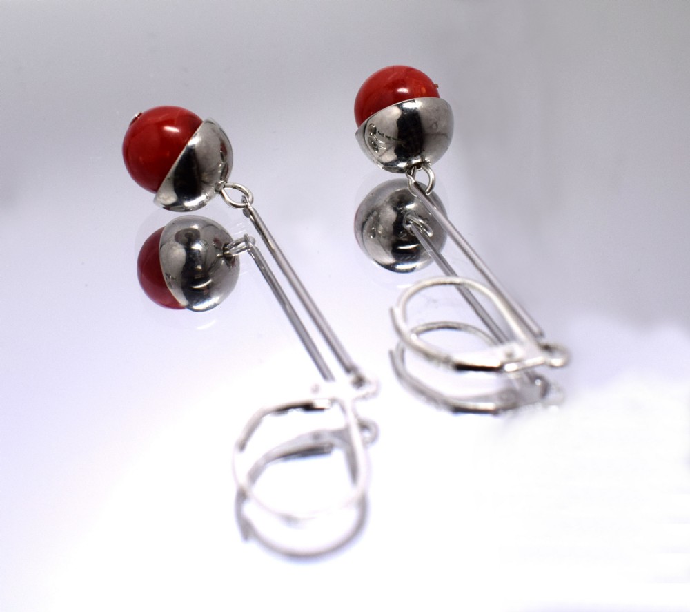 Art Deco Modernist Chrome & Bakelite Earrings View VI