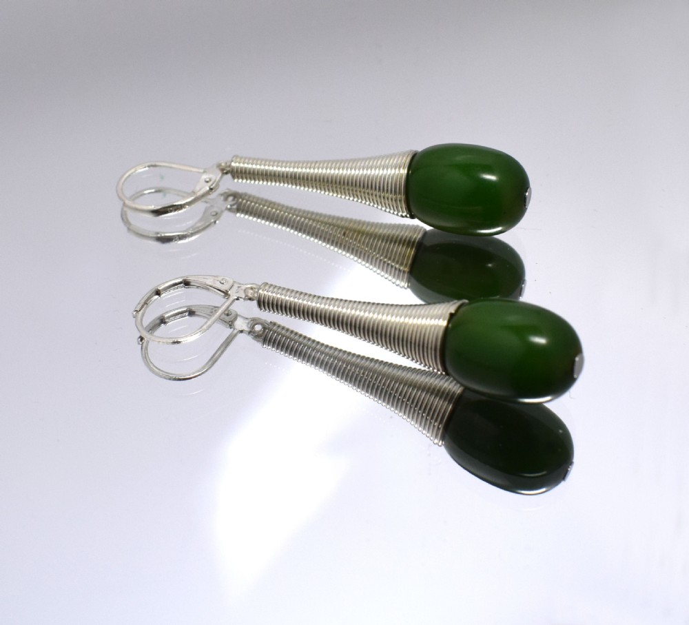 Art Deco Modernist Pair Of Phenolic And Chrome Bakelite Earrings View VI