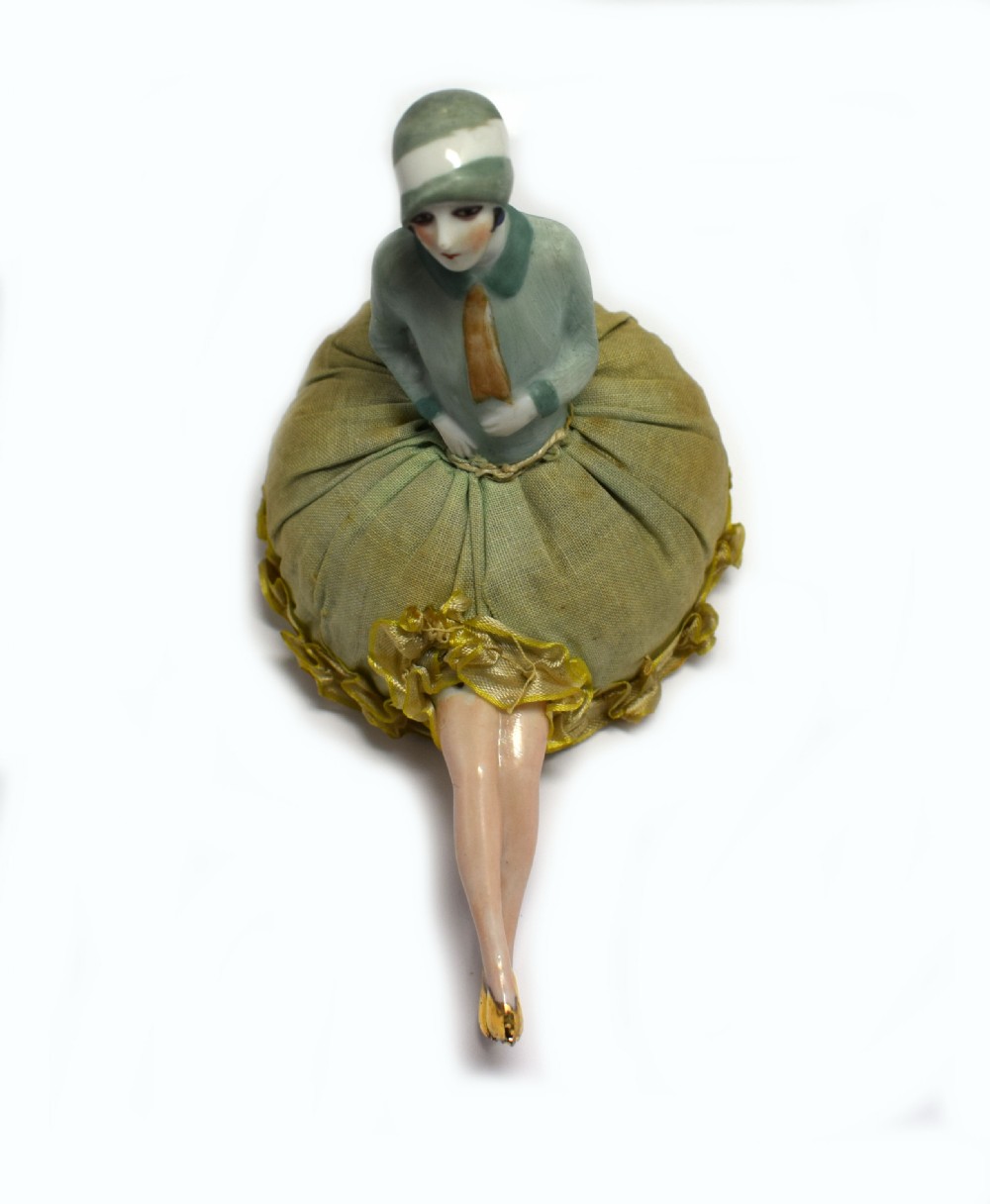 Art Deco German Flapper Girl Pin Cushion With Legs View VII