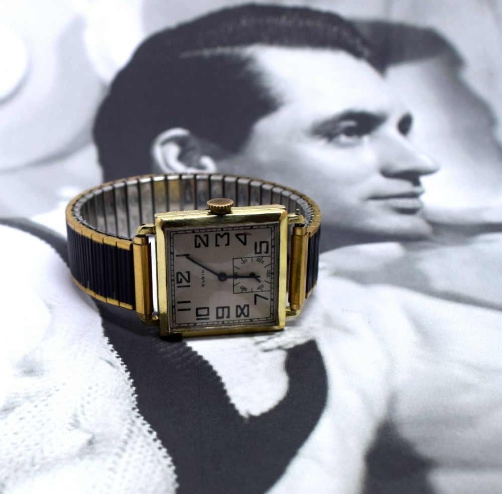 Superb Art Deco Gold Filled Gents Wrist Watch By Elgin Dating to 1924 View VIII