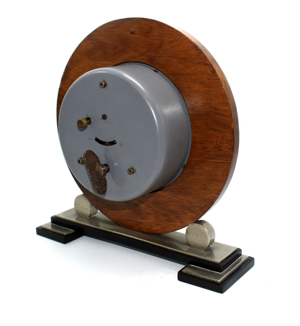 1930's Art Deco English Eight Day Wood, Chrome & Bakelite Clock View IV