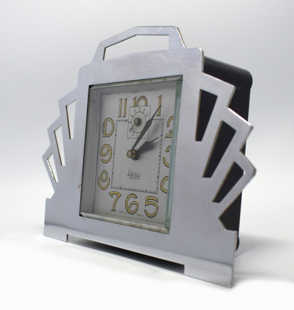 1930's Art Deco Blangy Chrome Clock View VII