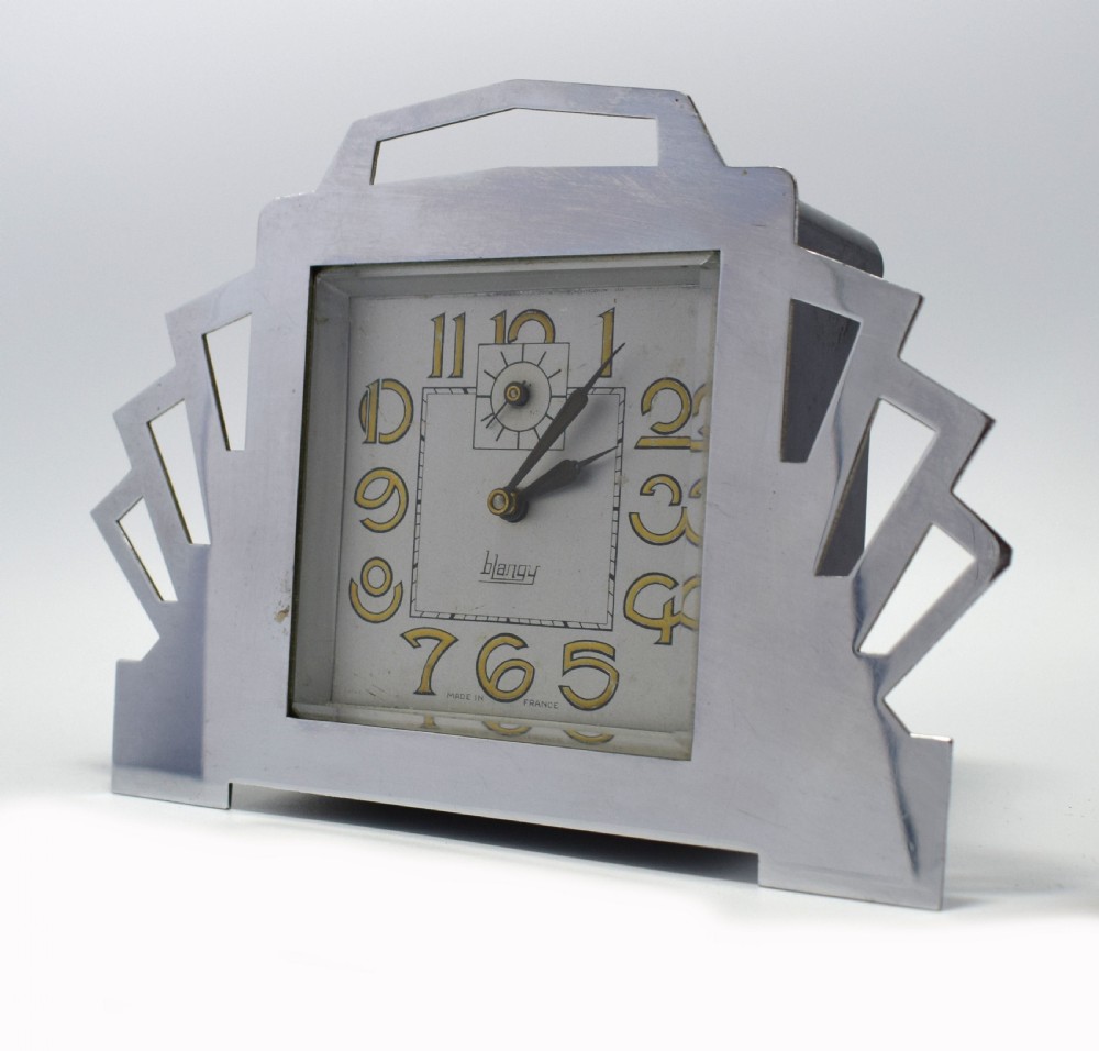 1930's Art Deco Blangy Chrome Clock View VIII