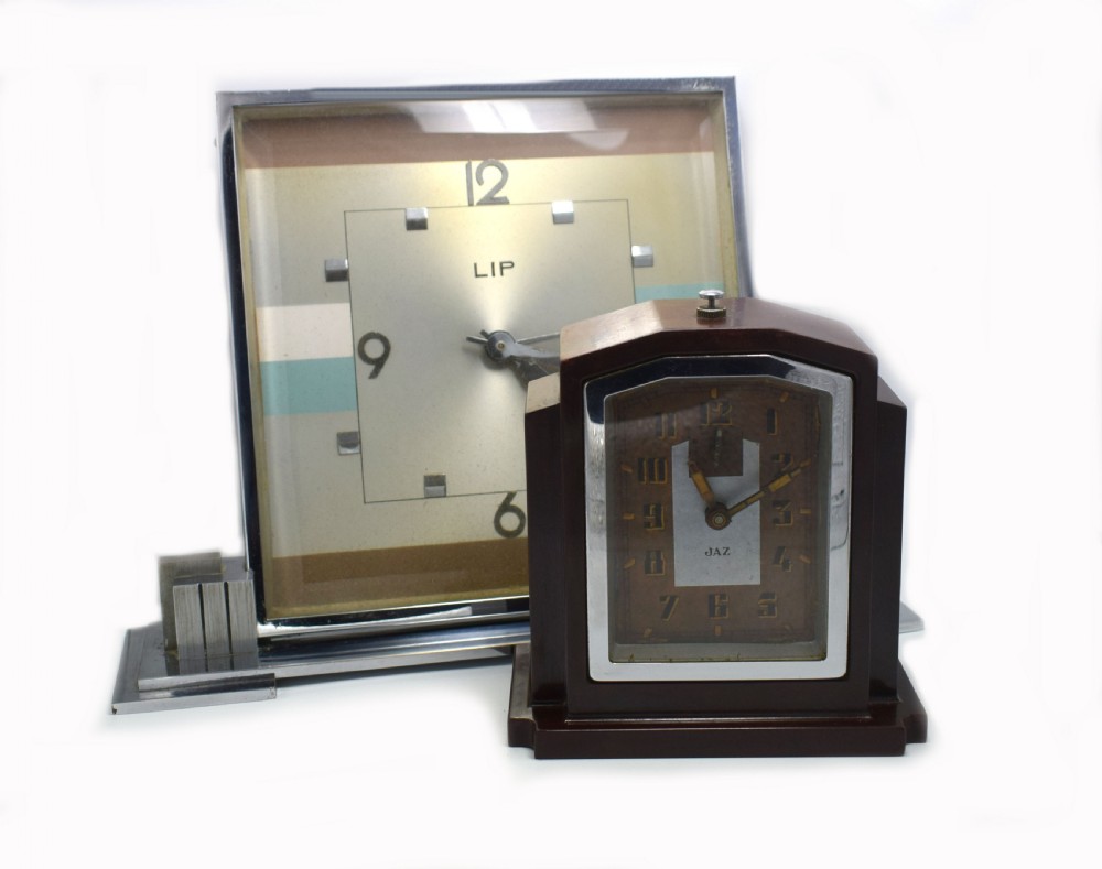 Huge Art Deco 1930's Chrome Mantle Clock By LIP View V