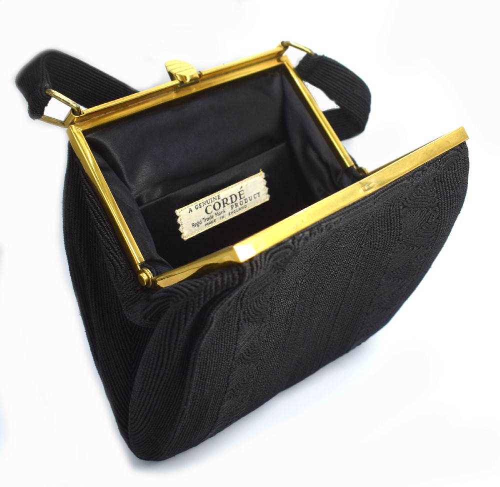 Art Deco 1930's Vintage Ladies Cord Handbag View V