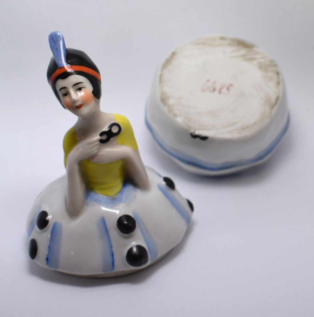 Art Deco Ceramic Powder Bowl Masked 'Going to the ball' View VI