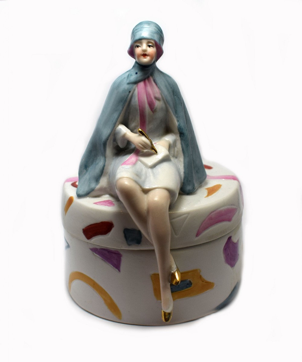Art Deco 1930's  German Flapper Girl Powder Box View VIII