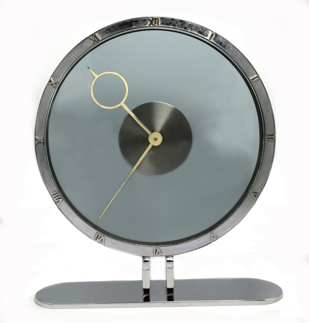 Art Deco Bronze and Nickle Plated Mystery Clock by Kienzle, circa 1935, Germany