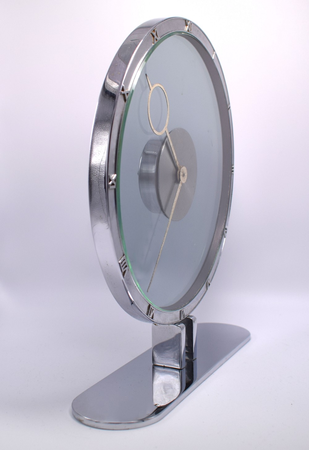 Art Deco Bronze and Nickle Plated Mystery Clock by Kienzle, circa 1935, Germany View III