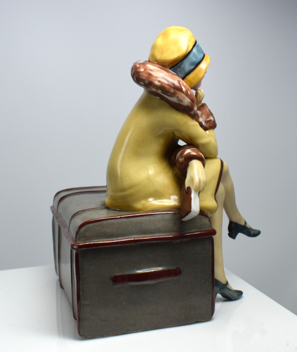 Rare Art Deco Ceramic Trinket Box By Fasold & Stuach, Circa 1930 View III