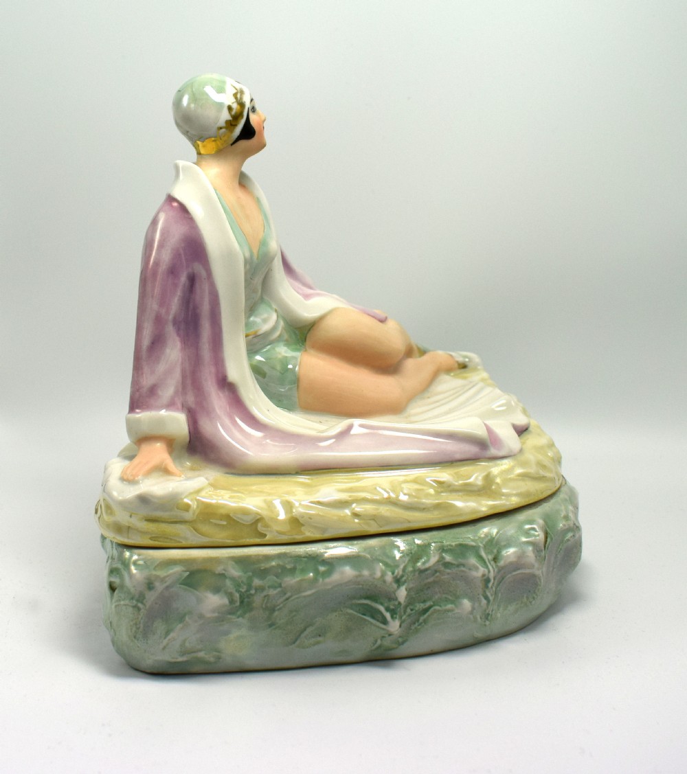 Art Deco Porcelain Box Of A flapper Girl, Germany , 1930 View V