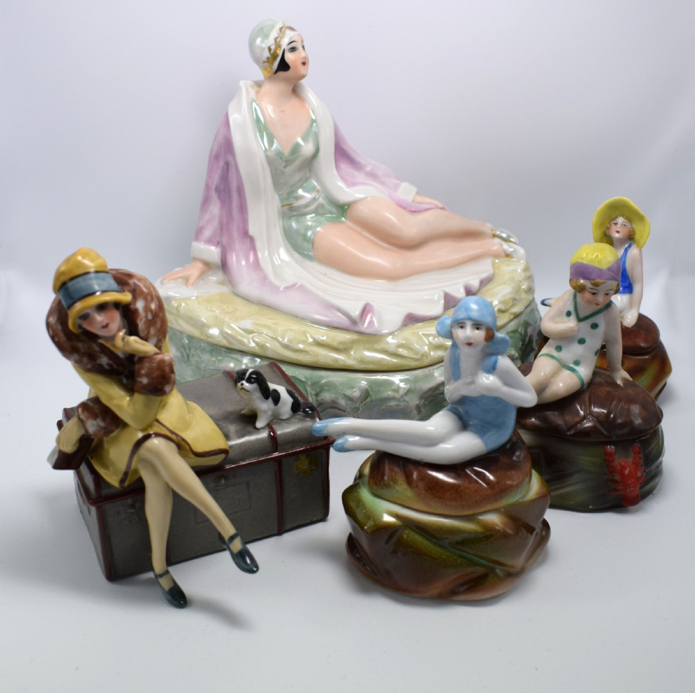 Art Deco Porcelain Box Of A flapper Girl, Germany , 1930 View VIII