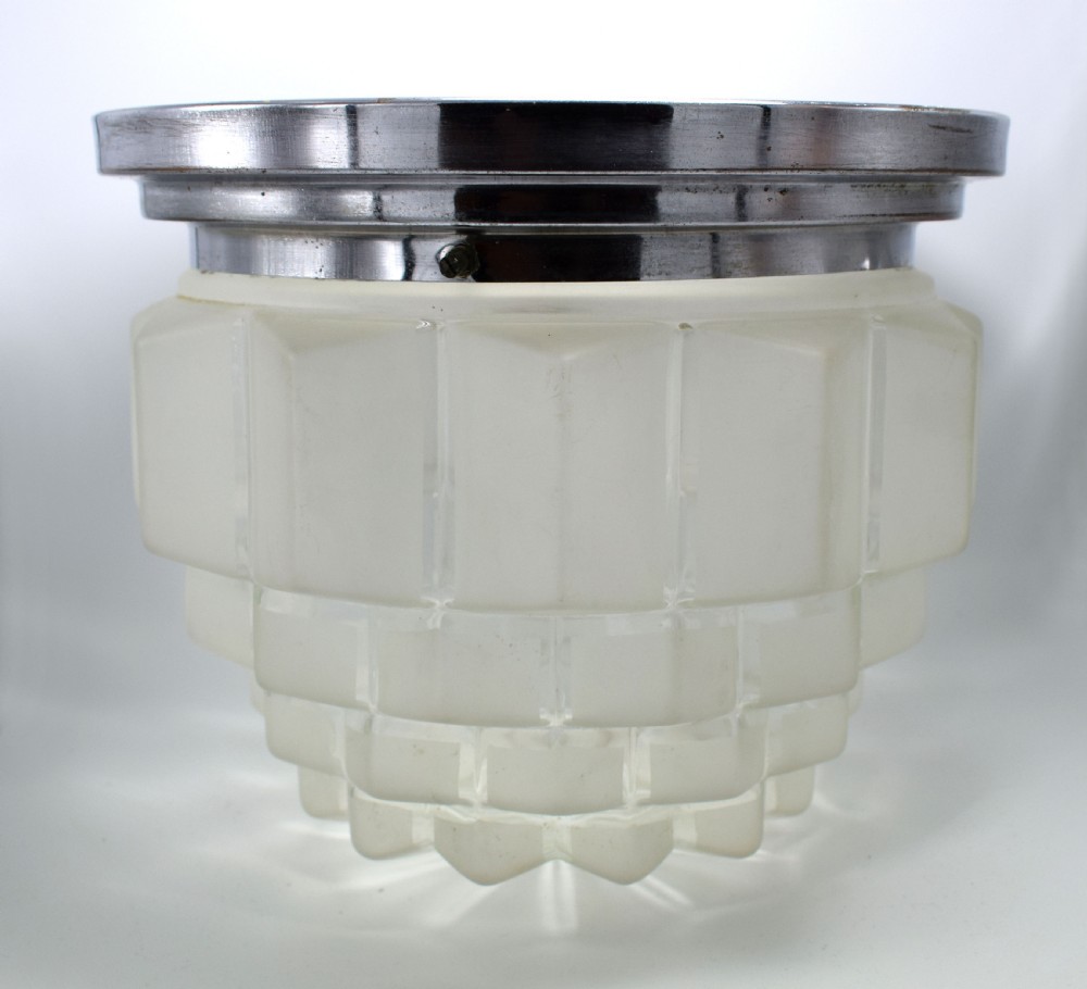 Huge Art Deco Skyscraper Flush Ceiling Light, French, circa 1930 View II