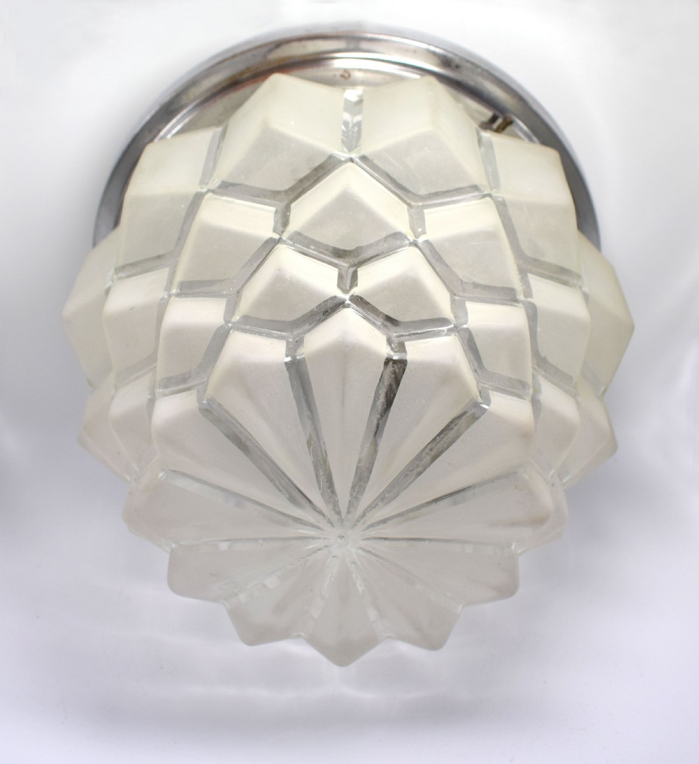 Huge Art Deco Skyscraper Flush Ceiling Light, French, circa 1930 View III