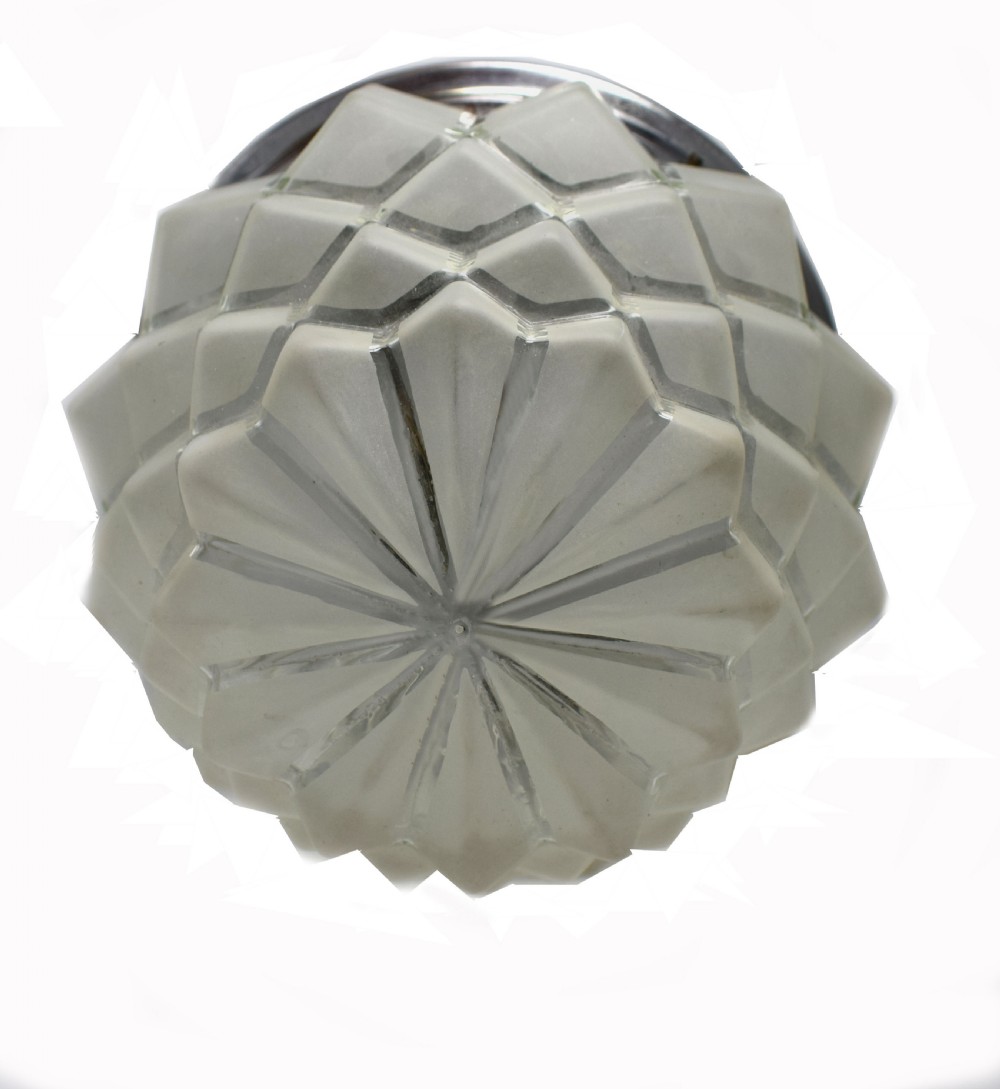 Huge Art Deco Skyscraper Flush Ceiling Light, French, circa 1930 View V