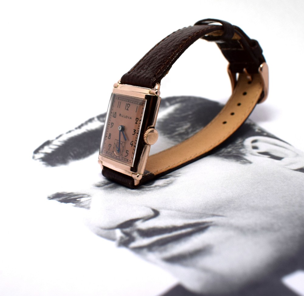 Art Deco Bulova WW2 14k Rose Gold, 21 Jewels, Gents Wrist Watch - Newly Serviced View VI