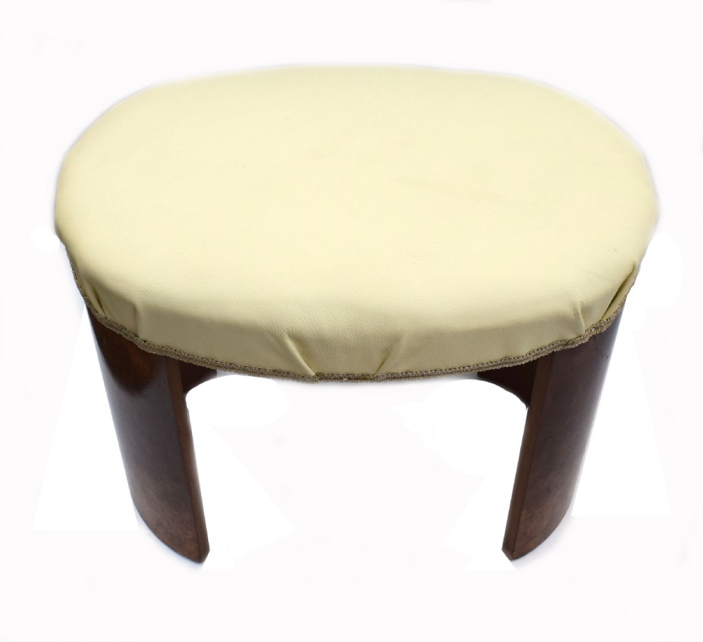 Art Deco Oval Shaped Stool in Figured Walnut, circa 1930 View IV