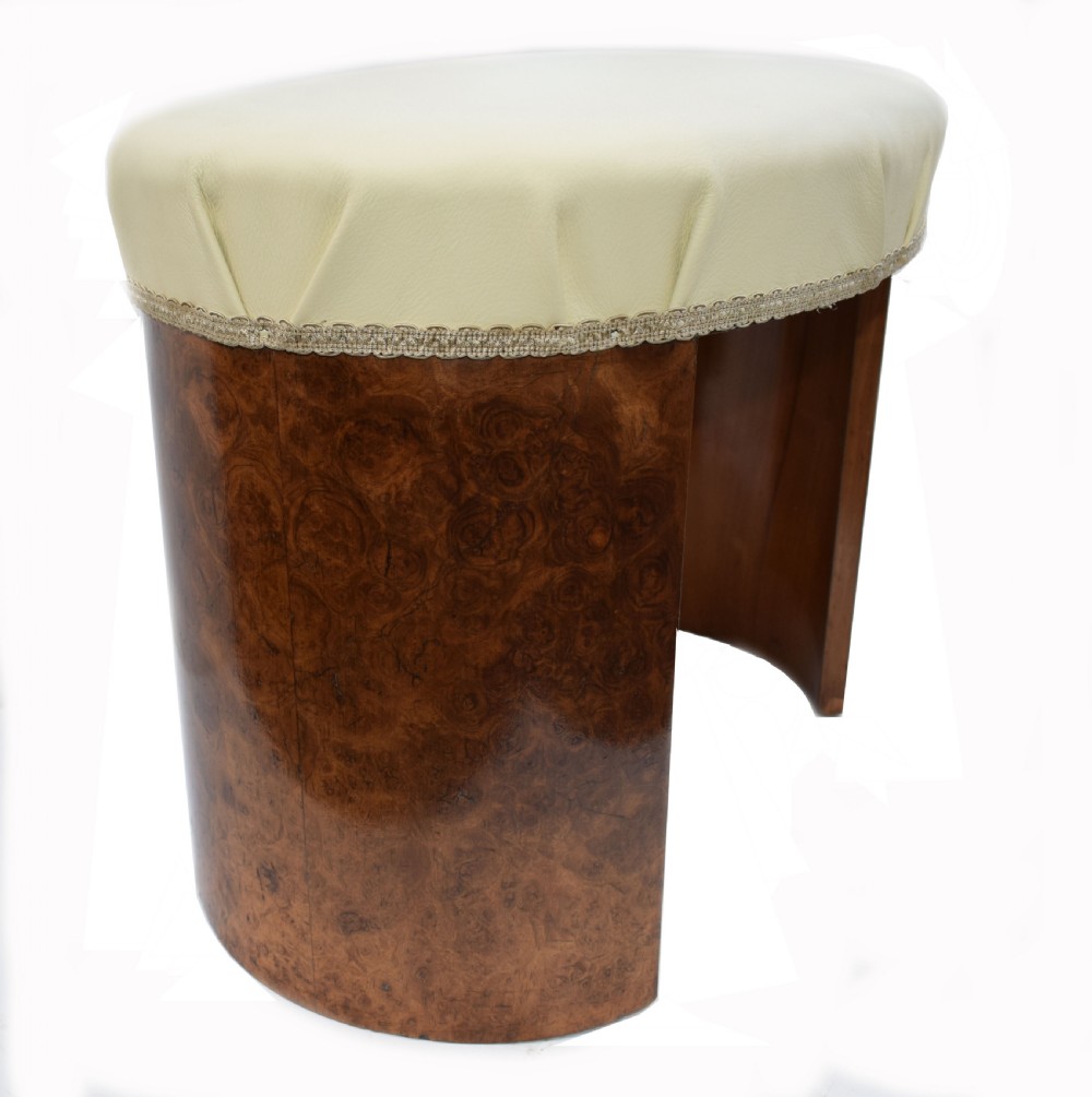 Art Deco Oval Shaped Stool in Figured Walnut, circa 1930 View V