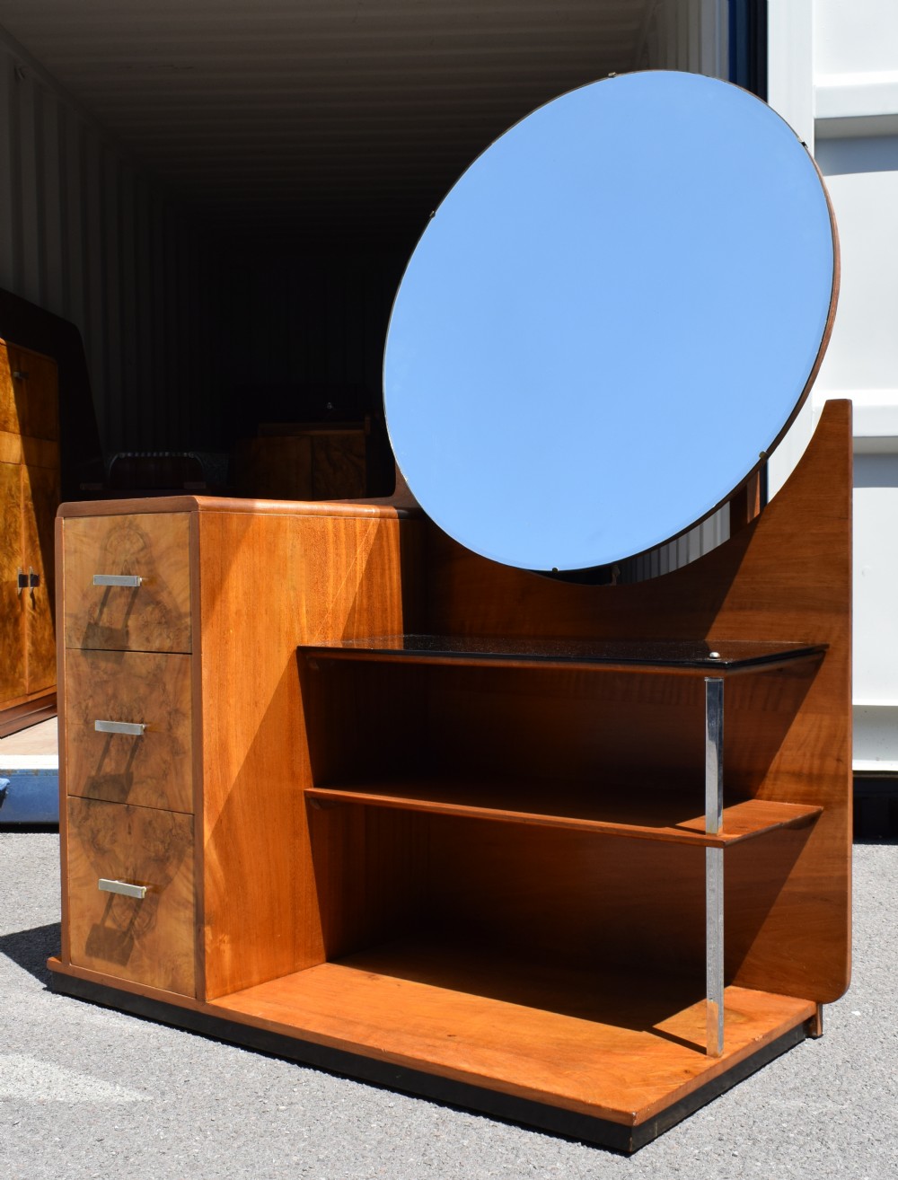 Modernist 1930's Art Deco Walnut Dressing Table View X
