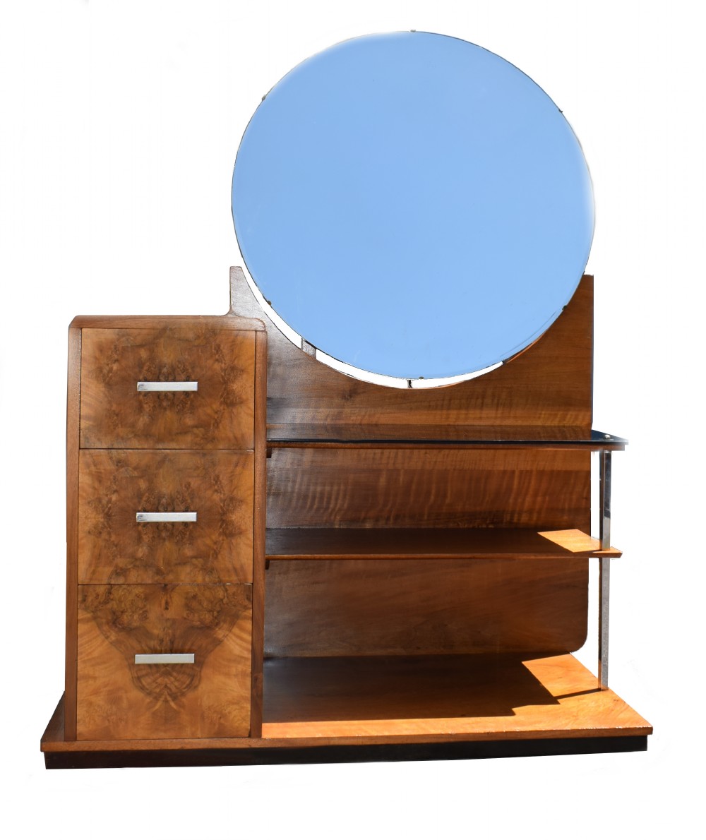 Modernist 1930's Art Deco Walnut Dressing Table View XI