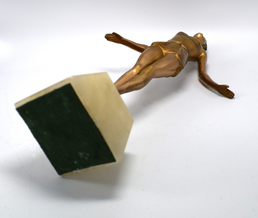 1930's Art Deco Spelter Figural Lady on Alabaster Base View VII