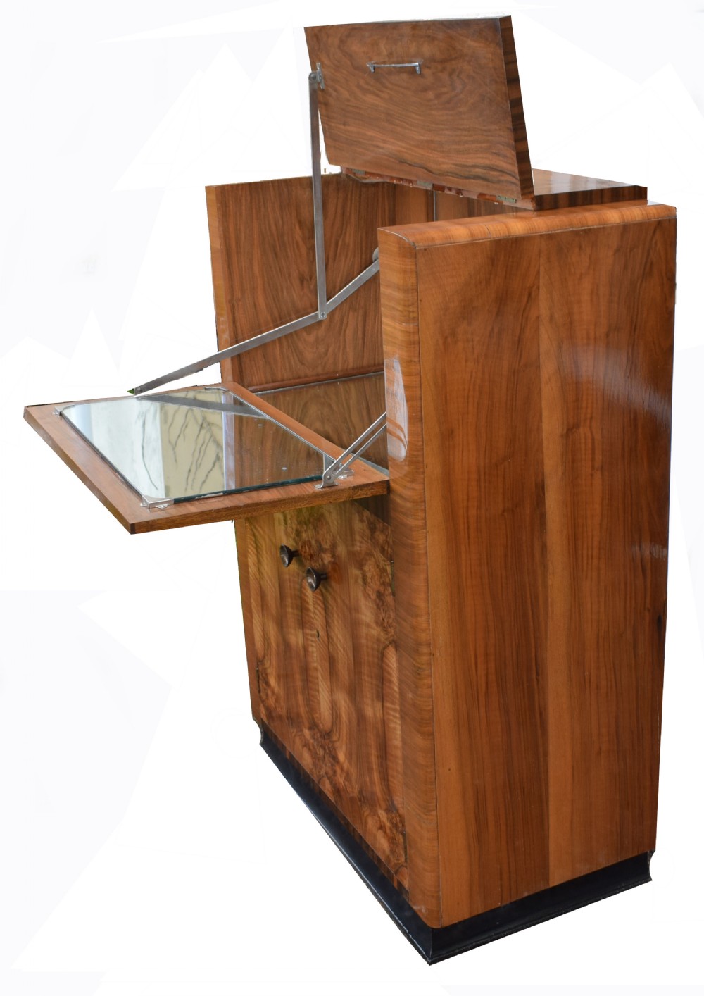 Art Deco Walnut Cocktail Cabinet, Circa 1930 View III
