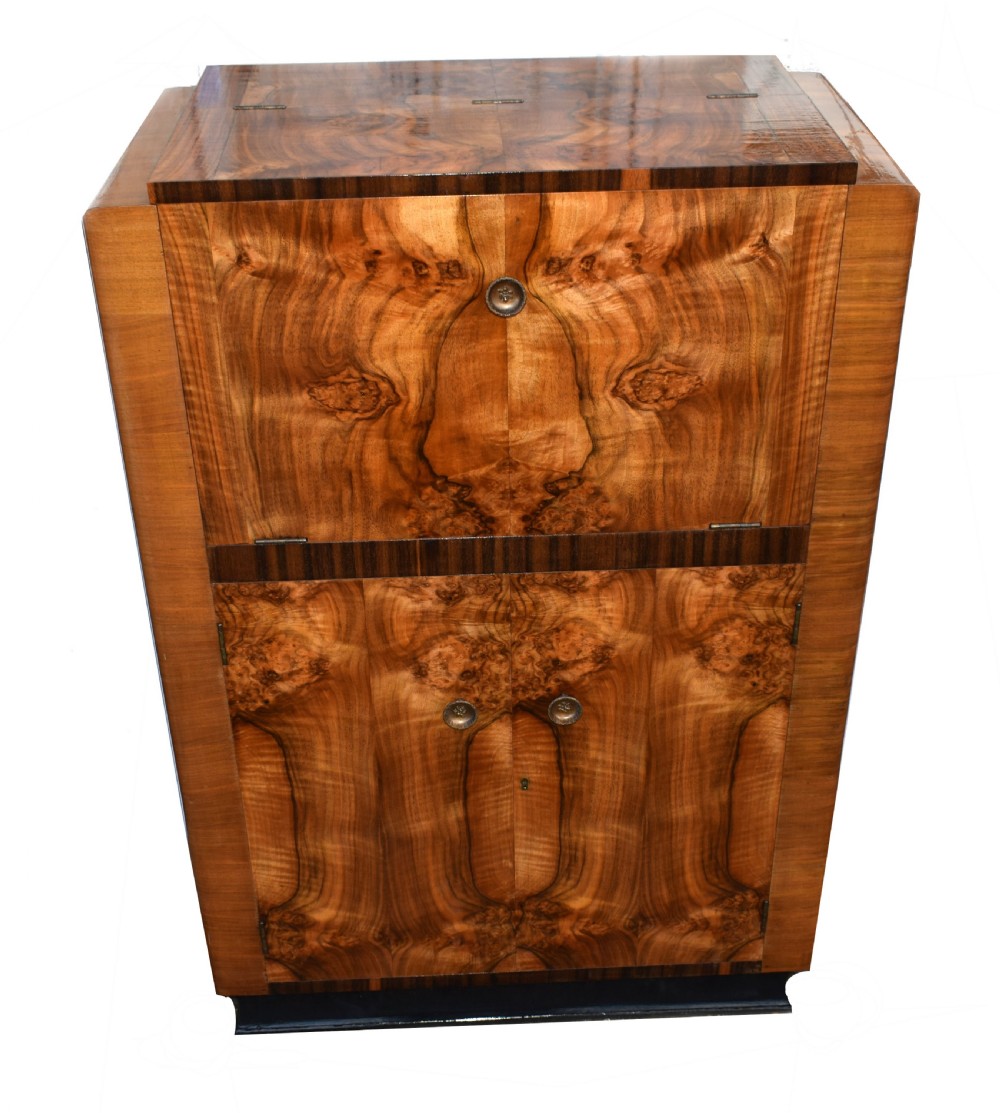 Art Deco Walnut Cocktail Cabinet, Circa 1930 View IV