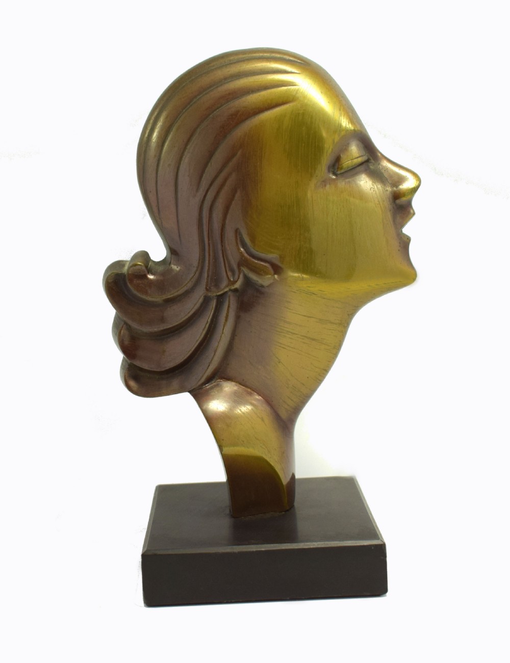 Highly styled French Brass Art Deco Bust, French, Circa 1930