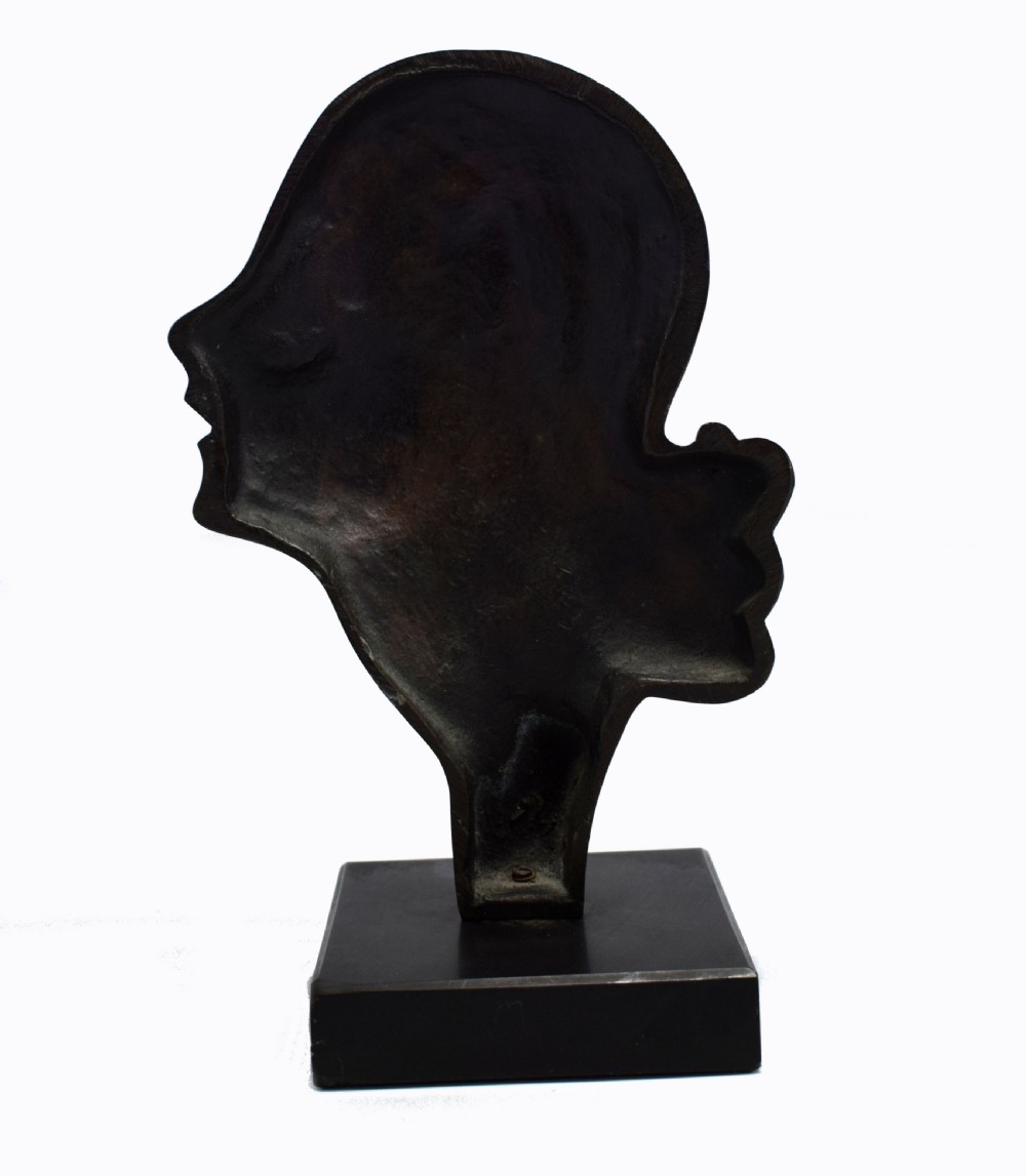 Highly styled French Brass Art Deco Bust, French, Circa 1930 View IV