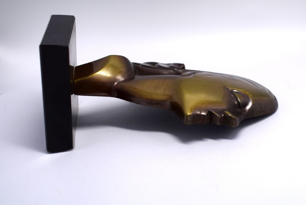 Highly styled French Brass Art Deco Bust, French, Circa 1930 View VI