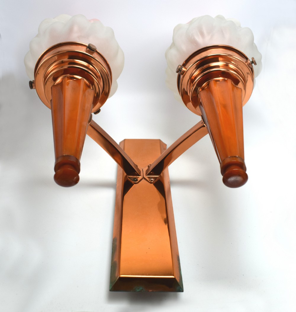 Set Of Four Art Deco Matching Flame Wall Light Sconces , Circa 1930 View VII