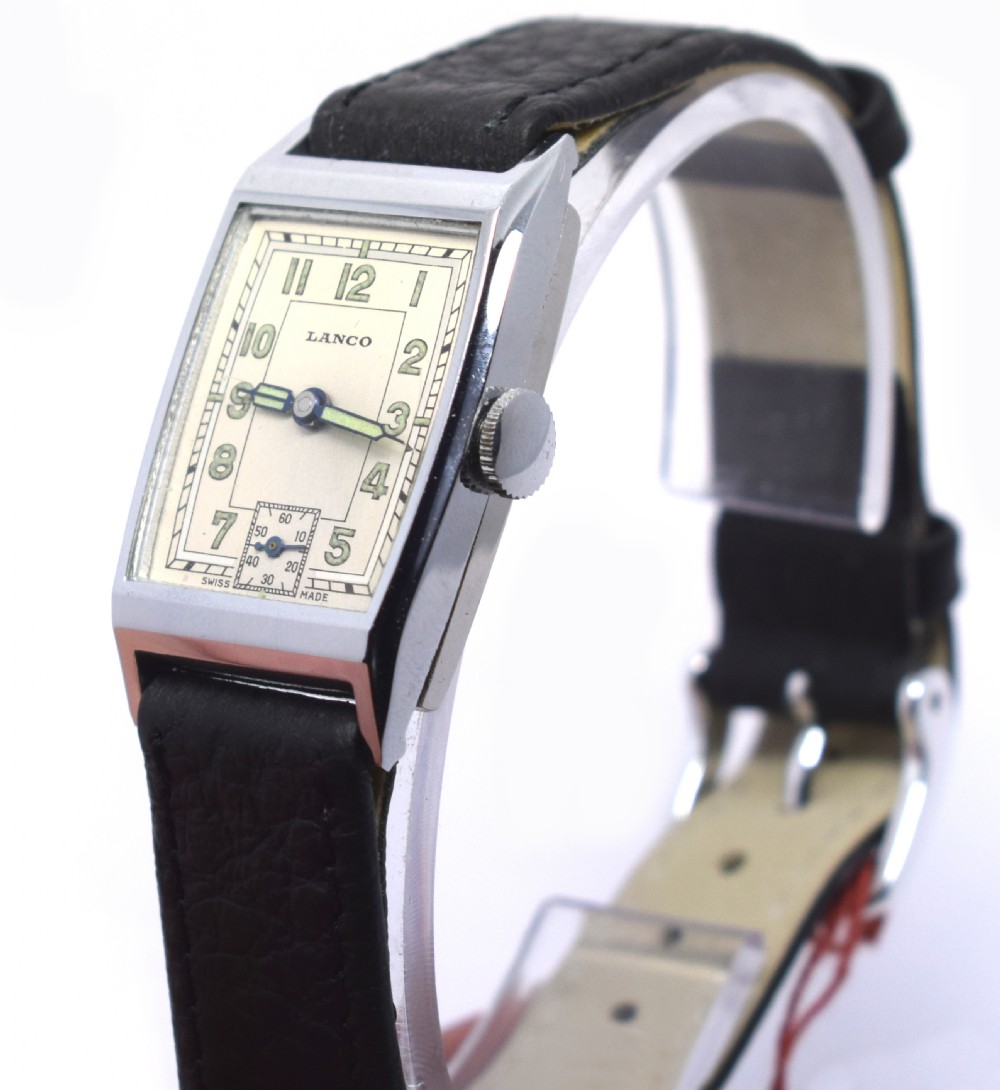 Rare Art Deco Swiss Tank Gentlemans Wrist Watch, Circa 1930 View XIV